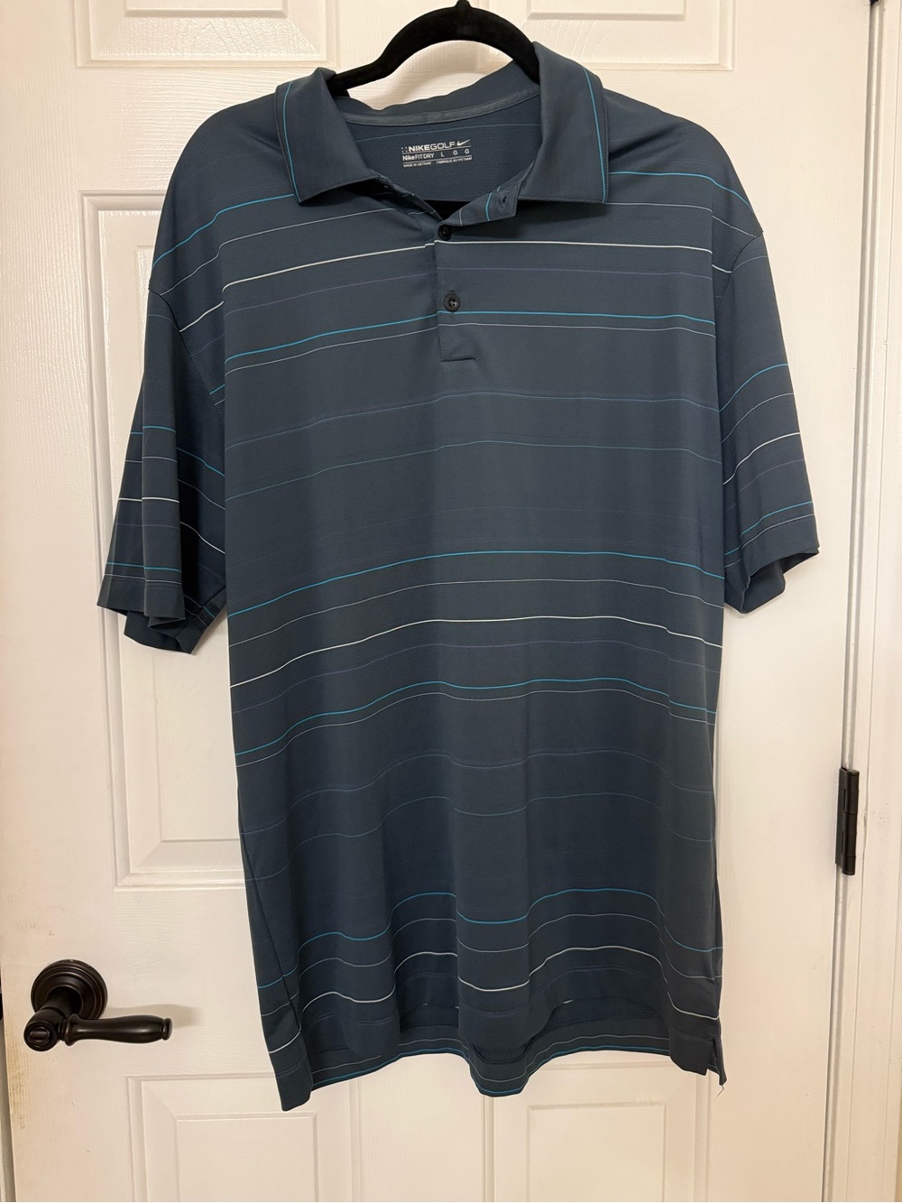 Nike Golf Dri-FIT Men’s Blue Striped Golf Polo